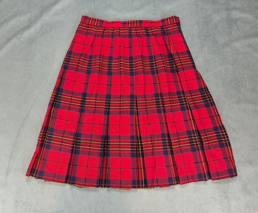 Lord & Taylor Pleated Academia Tartain Plaid Preppy Vintage Wool Skirt 14